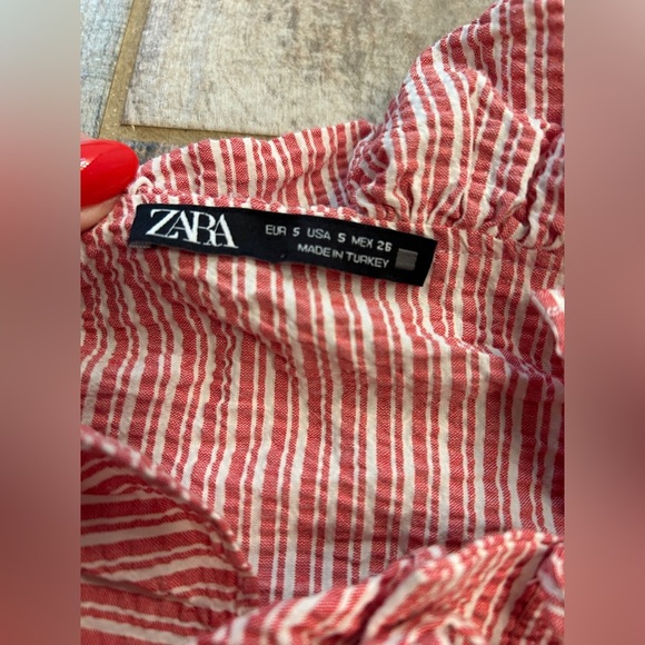 ZARA STRIPED CROPPED TOP WITH RUFFLES SIZE S - Picture 5 of 8